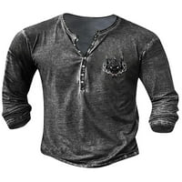 Voguele muške vrhove 3D print T majica Dugme Majica Radna bluza Redovna fit Basic Tee Tamno siva S