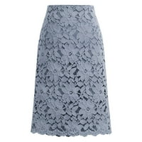 Suknje Gubotare Maxi za žene Ženski elegantan visoki struk A-line plairane Tweed Mini suknja, plava 3xl
