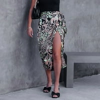 Feesfesfes ženska suknja Leopard Print zavoj za zavoj visoki struk LR redularna seksi mini suknja plus