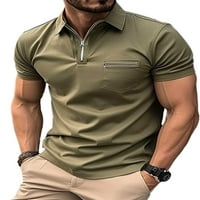 Muška ljetna četvrtina Zip majica, pune boje kratkih rukava reže labava vrhova casual sportska majica