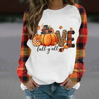 Ersazi ženske vrhove jesenji ženski modni Halloween tisak okruglih vrata pulover dugih rukava u obliku rukava u caringu bijeli bluze za žene s