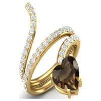 Oblikovanje u obliku srca Prsten Smoky Kvarc Sterling Srebrna zlato Vermeil ženski angažman prstenovi