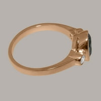 Britanci napravio 18k ružin zlato prirodni London Blue Topaz & Diamond Womens Promise Ring - Opcije veličine - Veličina 9.5