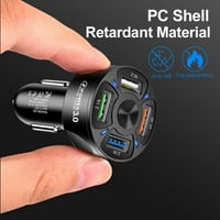 Ports USB brze punjač automobila QC3.0, brza punjač telefona sa LED lampicama, za iPhone Pro Pro XS XR, Galaxy s ultra i više, crna
