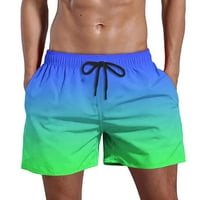 Ecqkame Muški Boho tiskani ljeti kratke hlače Muškarci Ležerne prilike modne gradijentne kratke hlače sa džepovima Elastične pantalone na plaži Place Blue M