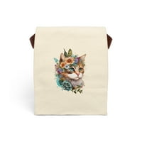 Platna torba za ručak za žene sa mačkim cvjetnim proljetnim dizajnom sa remenom