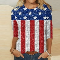 Fanxing American Flag košulja za žene 4. srpnja Majica USA Patriotic Tee Tops rukava Američka zastava Grafička majica Plava, tamno plava, crvena, vino, s, m, l, xl, xxl