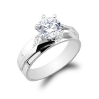 Jamesejenny Sterling Silver okrugli CZ Prsten za pasijans za angažman godišnjice vjenčanja Veličina 8.5