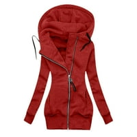 Dyfzdhu Žene Zip up kapute sa dugim rukavima, vitka jakna s dugim rukavima zimski povremeni džep za hlađenje