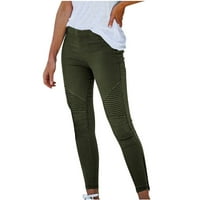 Binmer Duge pantalone za ženske ležerne hlače udobne radne hlače džepove Elastične visoke struke hlače
