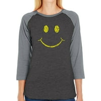 Ženska majica za bejzbol riječi od Raglan-a - Budite sretni osmijeh lica