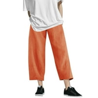 DRPGunly ženske hlače pamučne ženske usjetvori ubodne ubodne boje čiste i hlače hlače elastične s džepom Žene casual hlače široke pantalone na narančastu l