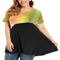 Ženska plus veličina majica Colorblock bluza kratki rukav Green 4xl