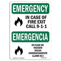 Prijavi se OS-EM-A-710-L- In. OSHA hitni znak - u slučaju požarnog izlaska na poziv 9-1- dvojezičan