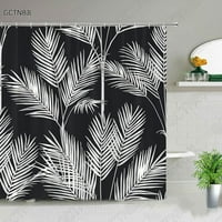 Tropska zelena biljka kupatilo za zavjese za tuširanje Crna pozadina zlatni palminski list uzorak za zavjese vodootporna kada kućni dekor