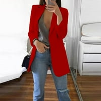XYSAQA Plus Veličina Blazer za žene Casual Revel Otvoreno prednje odijelo Kardigan jakna Ženska radna kancelarija dugih rukava Blazers sa džepom S-5XL