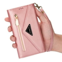 iPhone se Case, iPhone futrola, iPhone CASET lager Kapacijsko torbica sa džepom sa zatvaračem, prekrivač folija Poklopac za prikrivanje ručnog kaiševa na ramenu, ružičastoj