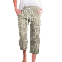 Binmer Womens Capris Plus veličina s džepovima Moda Žene Ležerne prilike elastične hlače Ravne široke pantalone za noge hlače