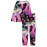 Renewold ljubičasta hipi gljive JUNGLE noćna odjeća Ženska dva pidžama postavila je meko dugim rukavima