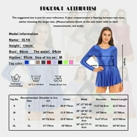 Iefiel Womens Glossy s dugim rukavima plesnog skica Leotard Bodysuit scoop vrat gimnastična haljina ružičasta m