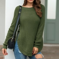 Pulover Dugeashirt za žene Jesen i zimski rukav okrugli vrat Poliester modni pulover Dukseri zeleni