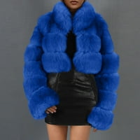 Hinvhai ženski kaput plus veličina Žene dame topla krznena jakna zimska solidna V-izrez gornja odjeća