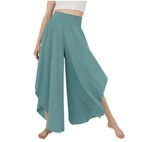 Ženske hlače široke noge visokog struka joga hlače hipi pilates pants boho plaža plus veličina palika pantalone ženske ležerne hlače zelena xxl
