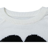 Calsunbaby Womens Valentinovo dugi rukavac s dugim rukavima džemper uzorak pulover pleteni vrhovi beige