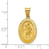 Karat u karatsu 14k žuti zlatni polirani i saten ur u Christopher Medalju šuplji privjesak šarm