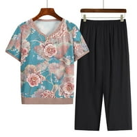 Ljetne setove Žene Ljeto obrezirane hlače Gumb Cardigan Ispiranje Casual Dvije odijelo udobne setove za žene na klirensu