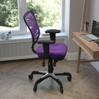 BIZCHARIAIR Srednja ljubičasta mreža Multifunkcijska Executivna okretna ergonomska uredska stolica s podesivim rukama i prozirnim kotačima valjka