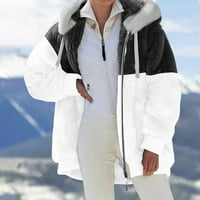 Tking modni ženski modni plišani patentni zatvarač dugih rukava šivanje tople džemper hoodie jesen zima