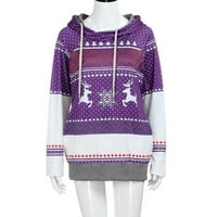Trendy dukseri za žene Božićne žene snježne pahulje tiskane vrhove dukserice s kapuljačom pulover bluza
