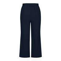 Idoravanske hlače za žene Ljeto čišćenje Žene Casual Solid Boja Obrezane pantalone za zavojne džepove