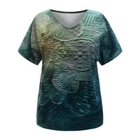 Patlollav Clearence ženske vrhove bluza modna casual tiska V-izrez Labavi majica kratkih rukava