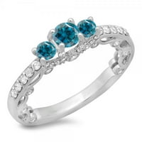 Zbirka Dazzlingock 1. Carat 14k Blue & White Diamond Bridal Vintage Kamen zaručni prsten, bijelo zlato, veličina 5