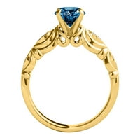Mauli dragulji za angažovanje prstena za žene 1. Carat Halo jedinstveni dizajn plavi dijamantni prsten