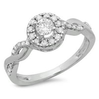 Dazzlingrock kolekcija 0. Carat 14k okrugli rez Diamond Swirl Bridal Halo Angažman prsten CT, bijelo zlato, veličine 8