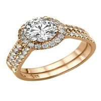 D-F vs Moissinite prsten sa dijamantima dvostruki sten halo 14k zlato