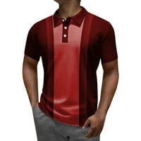 Golf majice za muškarce Muške prugaste ispise ljetni modni casual digitalni 3D štampanje rever gumba