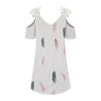 Ljetne haljine za žene Čvrsti V-izrez A-line Dužina gležnja za slobodno vrijeme kratki rukav haljina ružičasta S