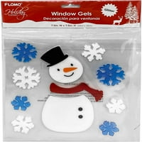 Božićni praznični snjegović, snježne pahulje, božićno drvce, poklone, čarapa i candy cap gel prozor