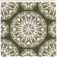 Etnička zavjesa za tuširanje, okrugli uzorak s elementima mandala Istoint Eastern Oriental Design, tkanina