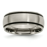 Sivi titanijumski prsten za venčanje crna gumena četka