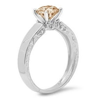 1. CT sjajan okrugli rez prozirni simulirani dijamant 18k bijeli zlatni pasijans sa Accenting prstenom SZ 7.5