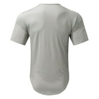 Muška majica Muška modna casual ljeta ukras patent zatvarača mlijeko svilena okrugla vrat kratki rukav majica Grey XL