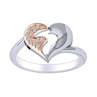 Carat CT okrugli bijeli prirodni dijamantski zaručenje srca za vjenčanje za vjenčanje u 14K čvrstih bijelog zlatnog prstena veličine-5.5