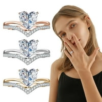 Žene Srce Gold, Srebrni prsten Bijeli rivenonski vjenčani nakit za prstenje veličine 5-11WOM