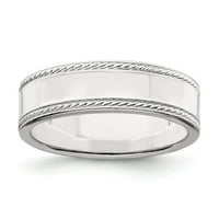 Bijeli sterling srebrni prsten za prsten za vjenčanje Milgrain Standard Stan