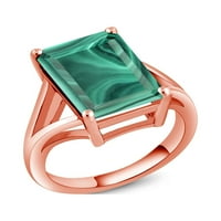 Gem Stone King 10. CT smaragdni rez zeleni malachit 18K ružičasto pozlaćeni srebrni prsten